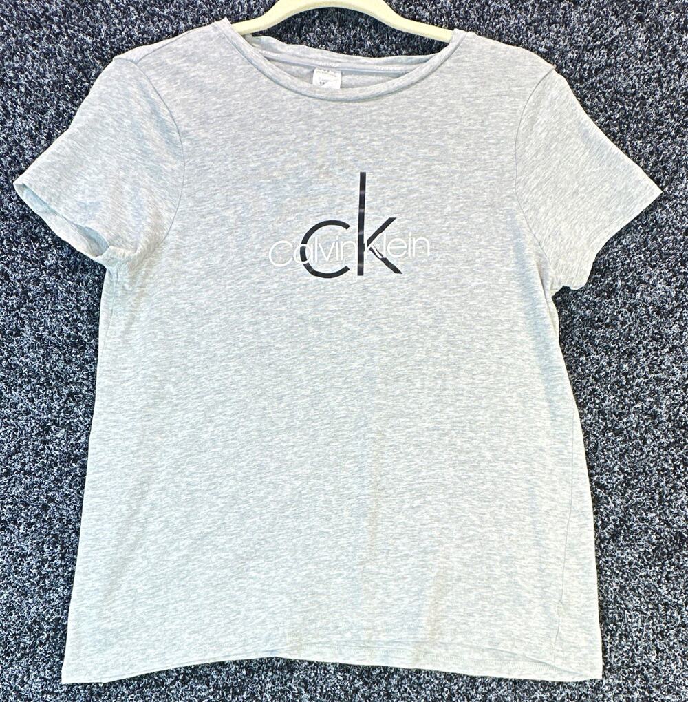 Calvin Klein Sleepwear Womens Small Gray CK Logo Short Sleeve Lounge T Shirt